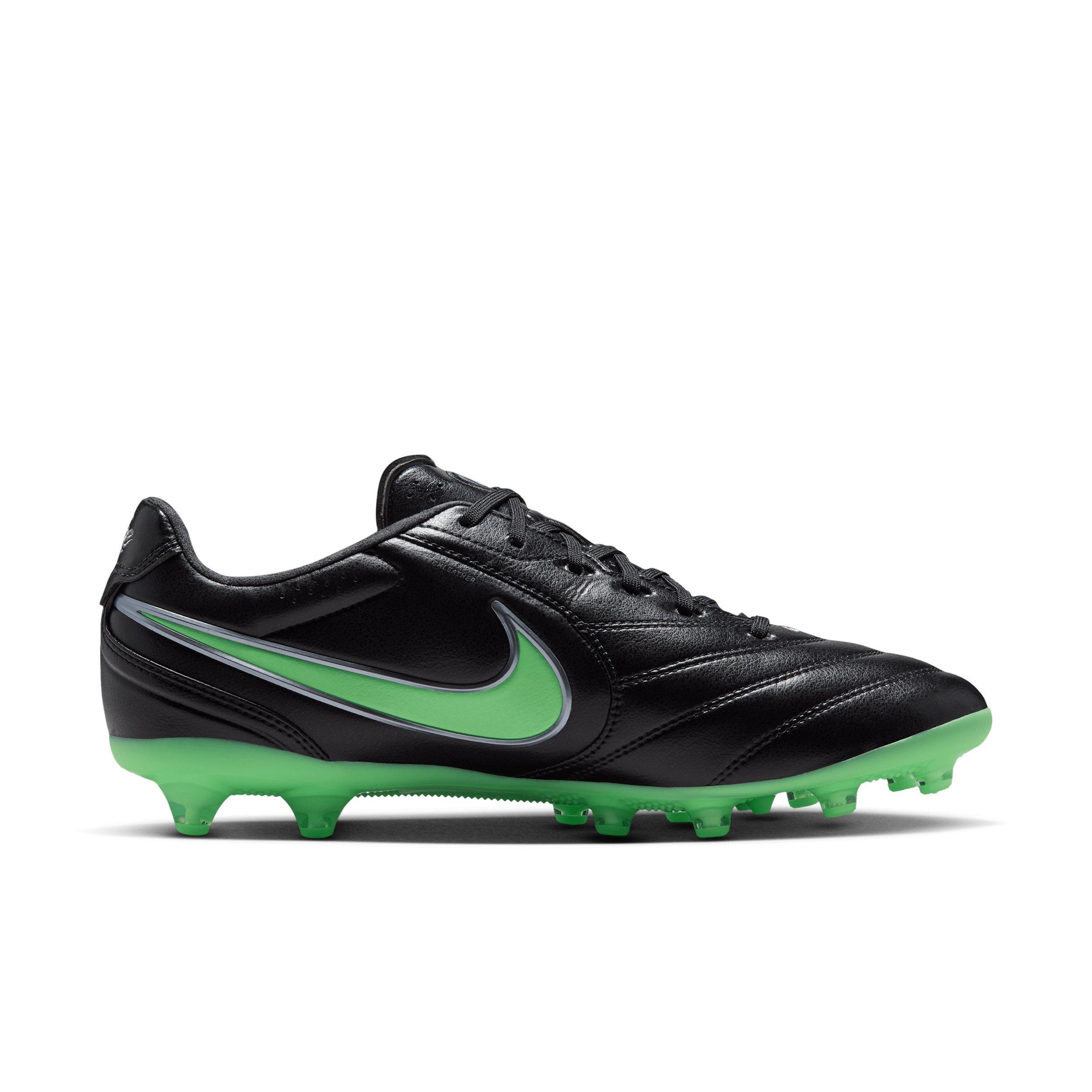 Nike Tiempo Ligera Pro AG "Black/Black/Illusion Green" Men's Soccer Cleat - BLACK/BLACK/GREEN